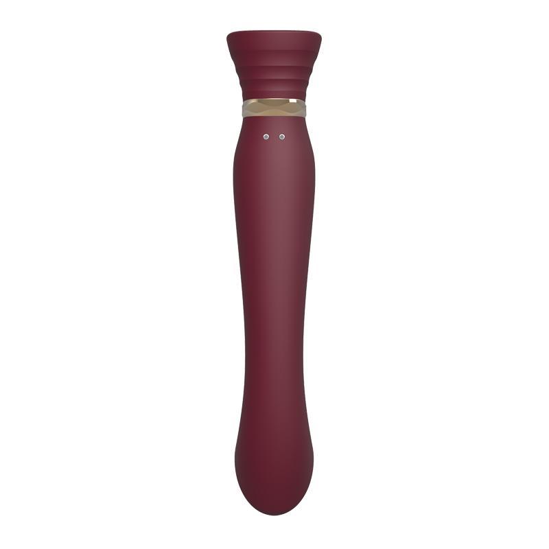 ZALO Queen Set PulseWave 17-function App-controlled Silicone G-spot Vibrator with Suction Sleeve in Wine Red