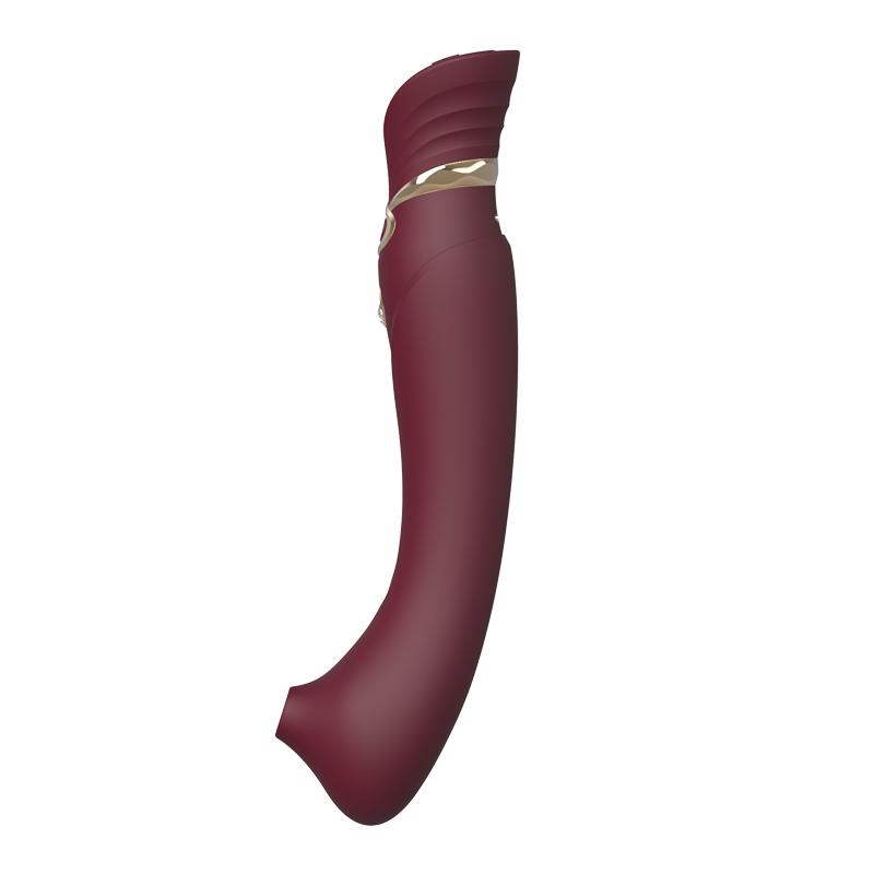 ZALO Queen G-spot PulseWave Vibrator in Wine Red with gold detailing and Swarovski embellishment.