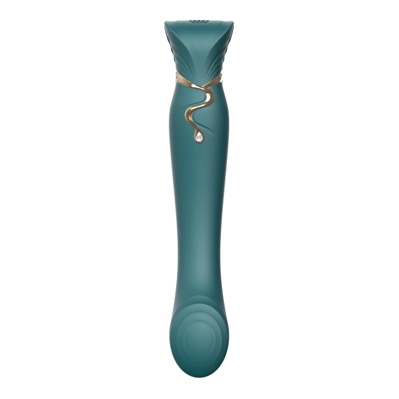 ZALO Queen Set G-spot PulseWave 17-function App-controlled Rechargeable Silicone Vibrator with Suction Sleeve Jewel Green