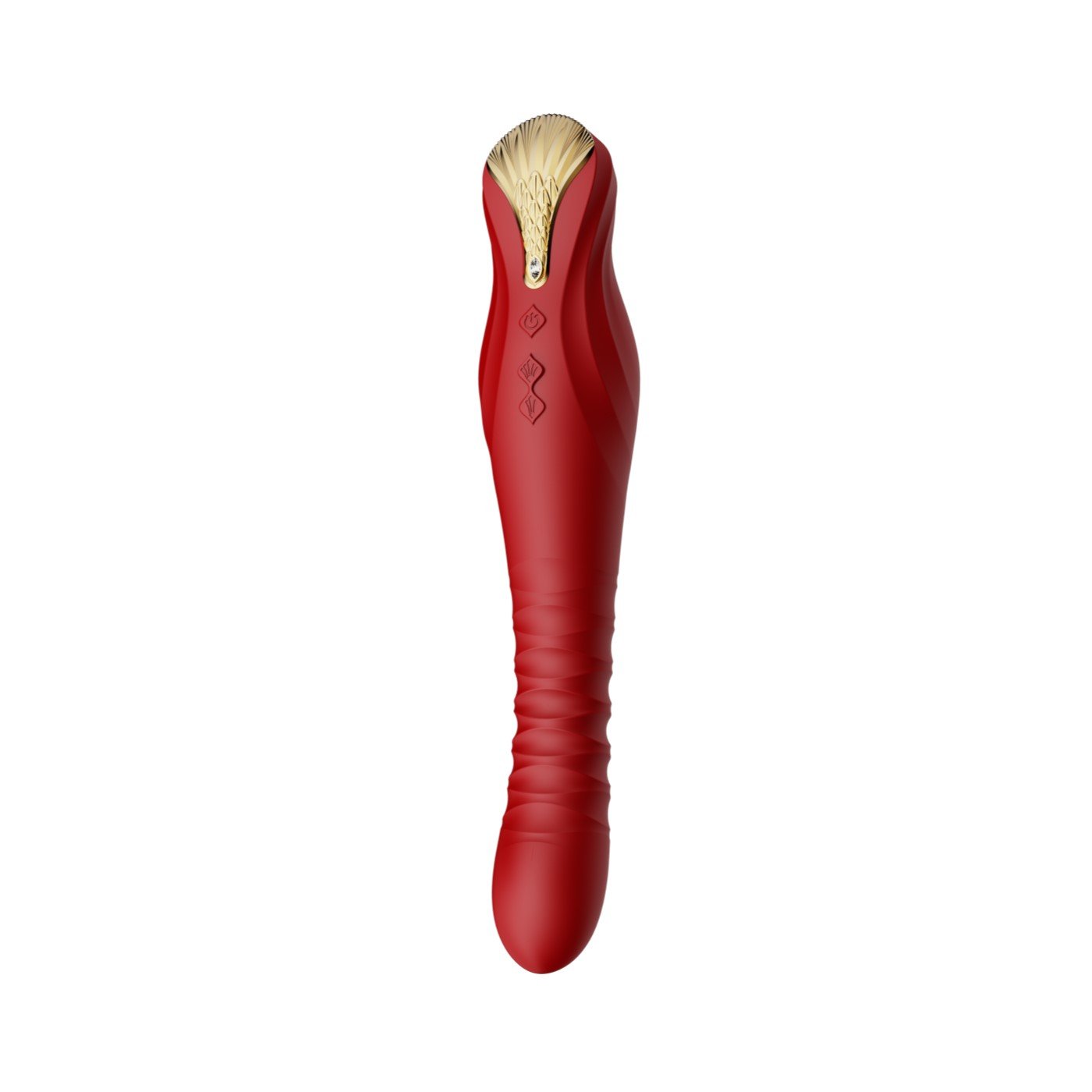 ZALO King Vibrating Thruster in Wine Red featuring PowerThrust technology for enhanced pleasure up to 40 thrusts per second.