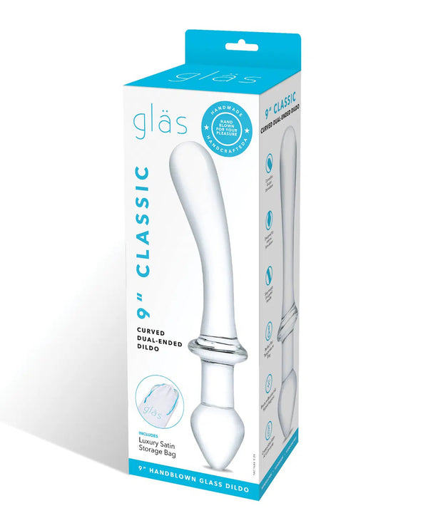 9 Inch Classic Curved Dual-Ended Dildo - Clear-0
