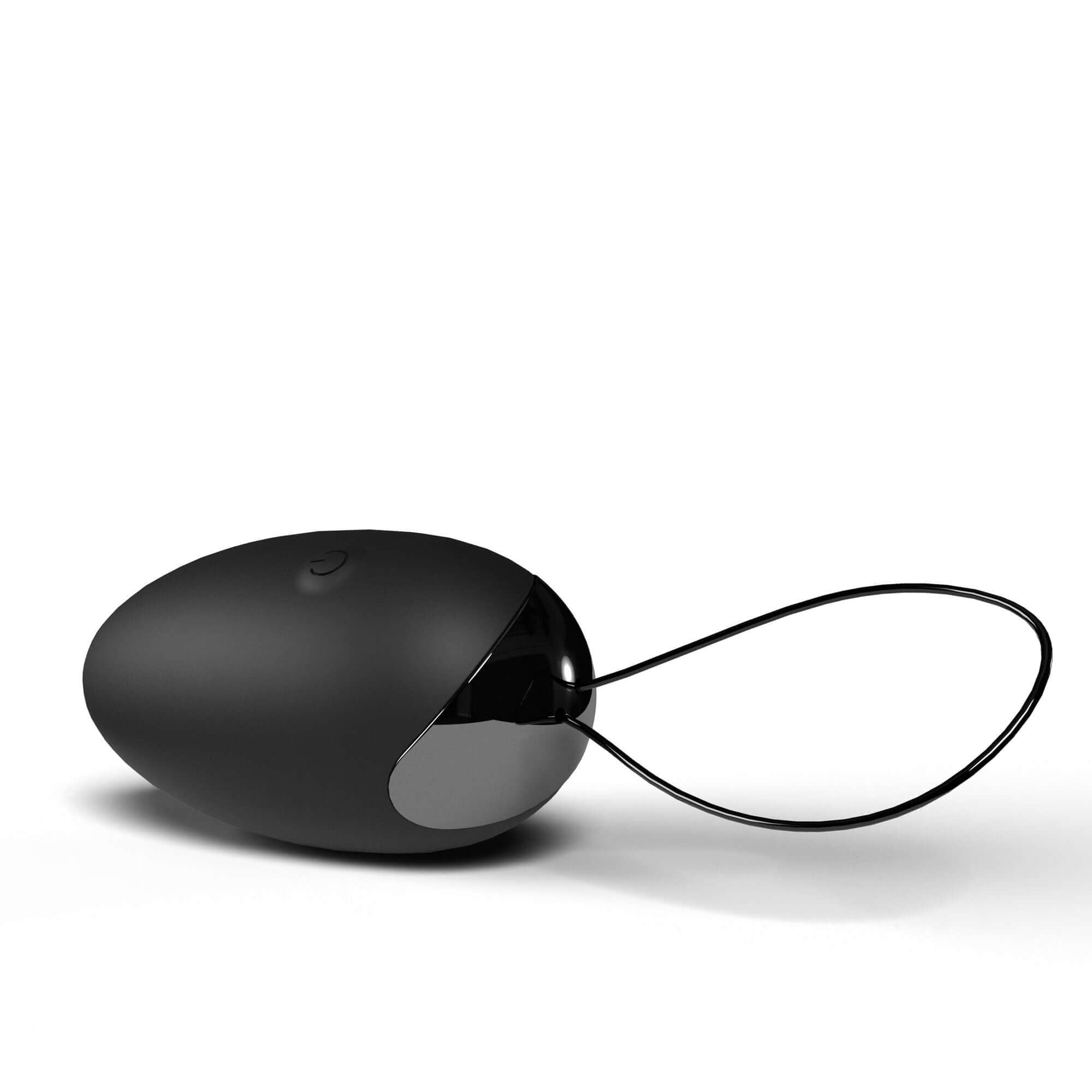 Black Premium Dual Vibe Egg with cord, made of smooth silicone, compatible with Screaming O products, rechargeable and waterproof.