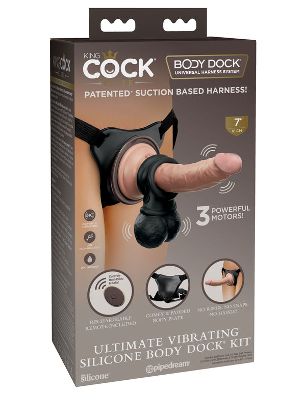 King Cock Elite Ultimate Vibrating Silicone Body  Dock Kit-0