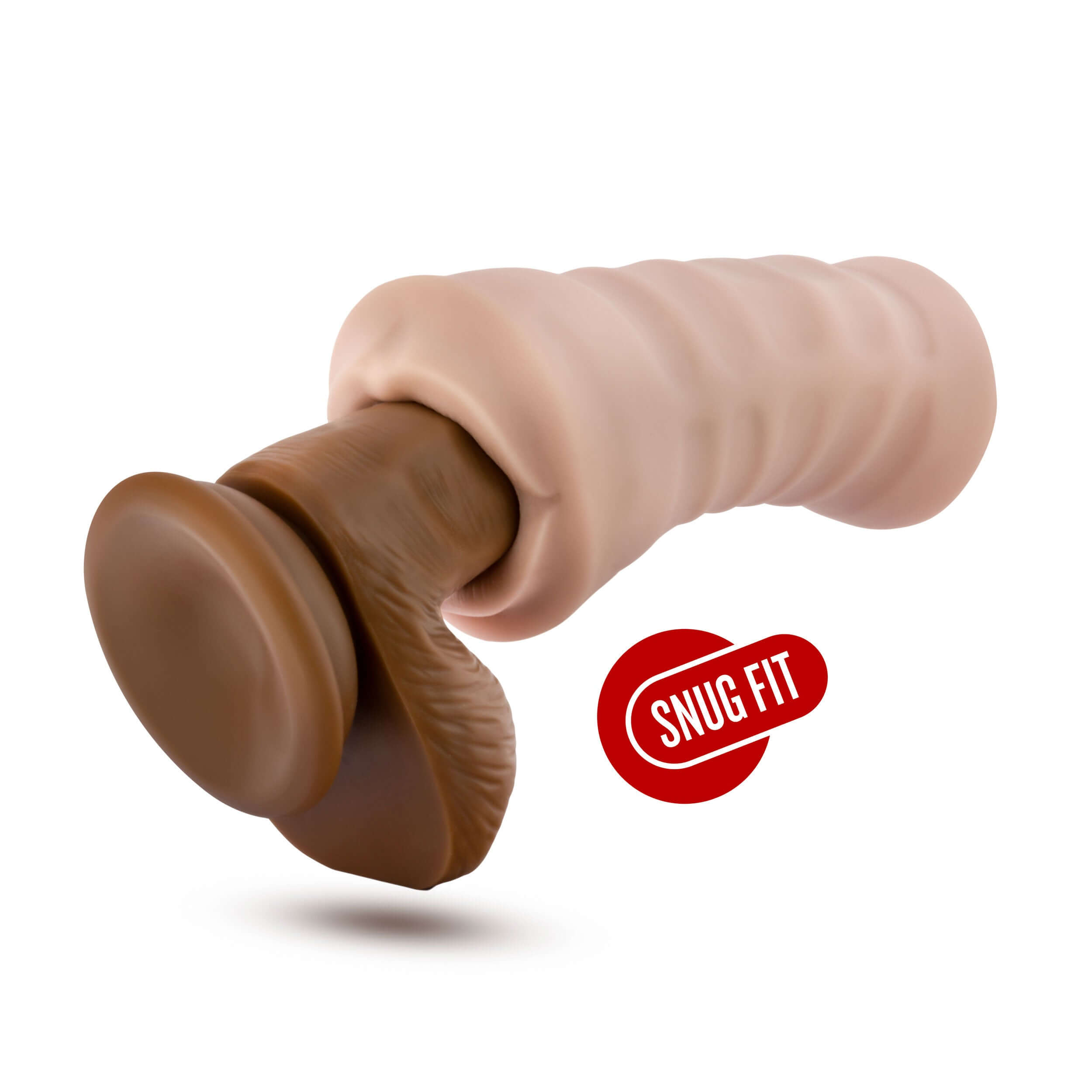 Enlust Nicole Vibrating Stroker in beige, designed for snug fit and ultimate softness, enhancing your intimate experience.