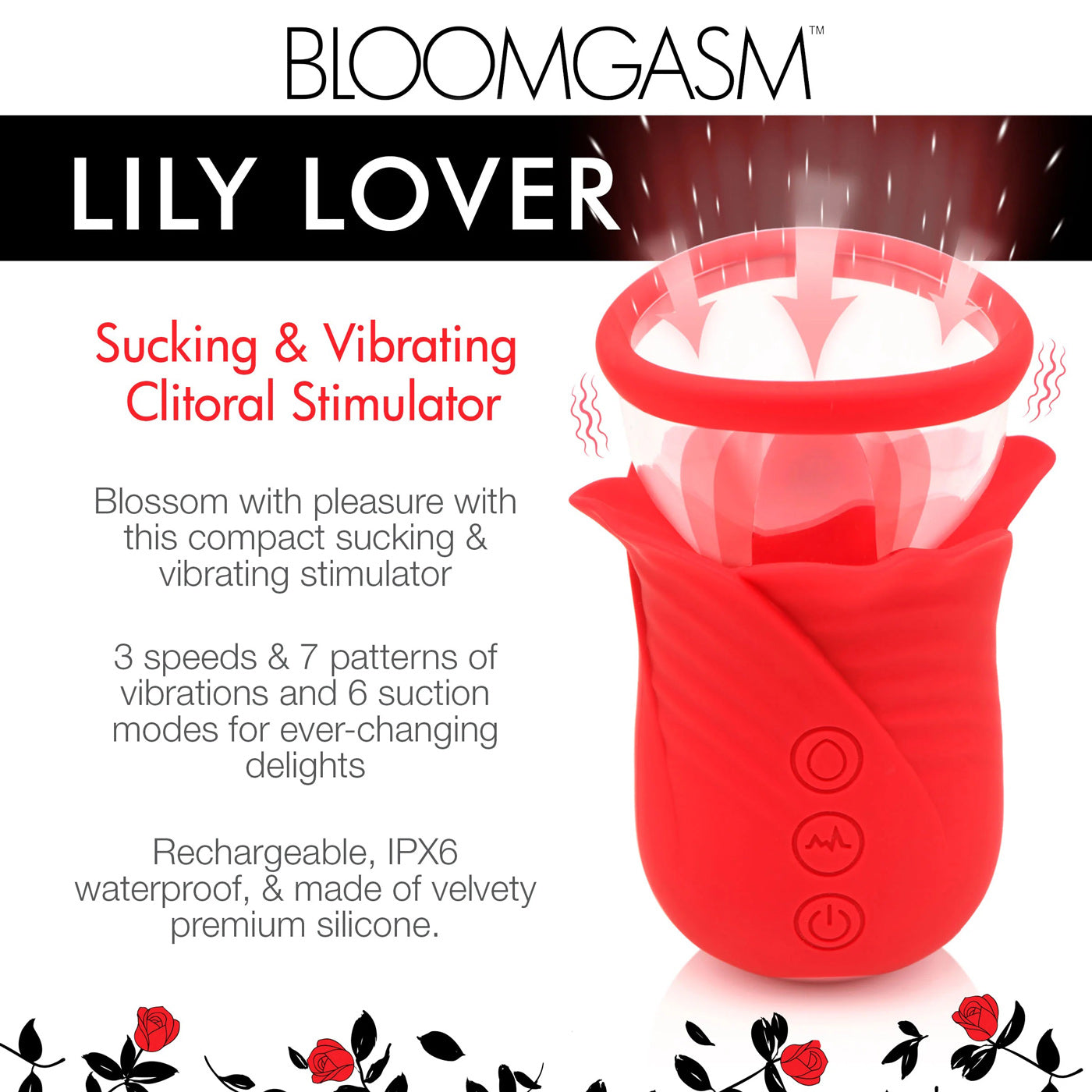 Lily Lover Sucking and Vibrating Clitoral  Stimulator- Red-4