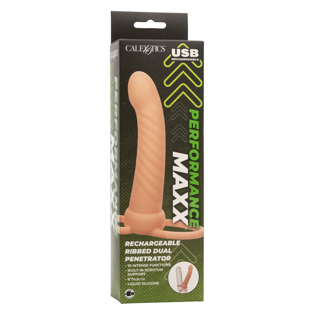 Performance Maxx Rechargeable Ribbed Dual Penetrator - Ivory-5