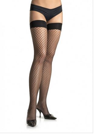 Leg Avenue Spandex Industrial Net Thigh Highs - Black