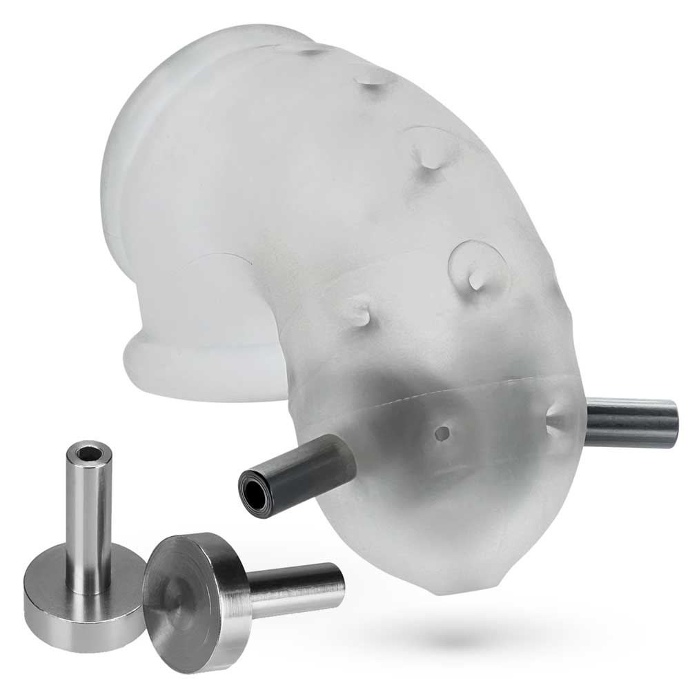 Airlock Electro Air-Lite Vented Chastity With Two  4mm Contacts - Clear Ice-4