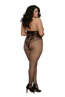 Open Cup Bodystocking - Queen Size - Black-1