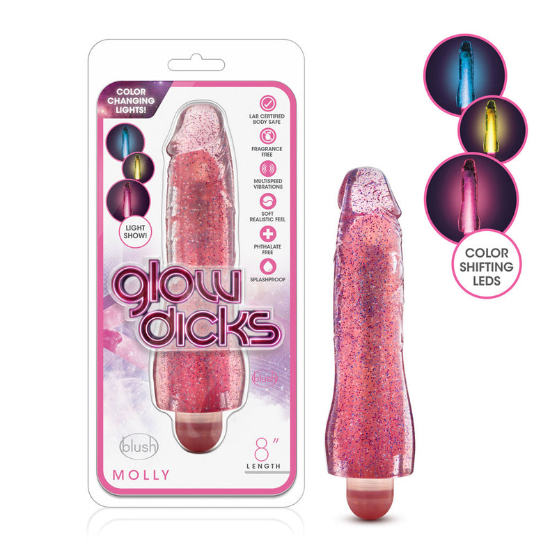 Glow Dicks - Molly Glitter Vibrator - Pink-3