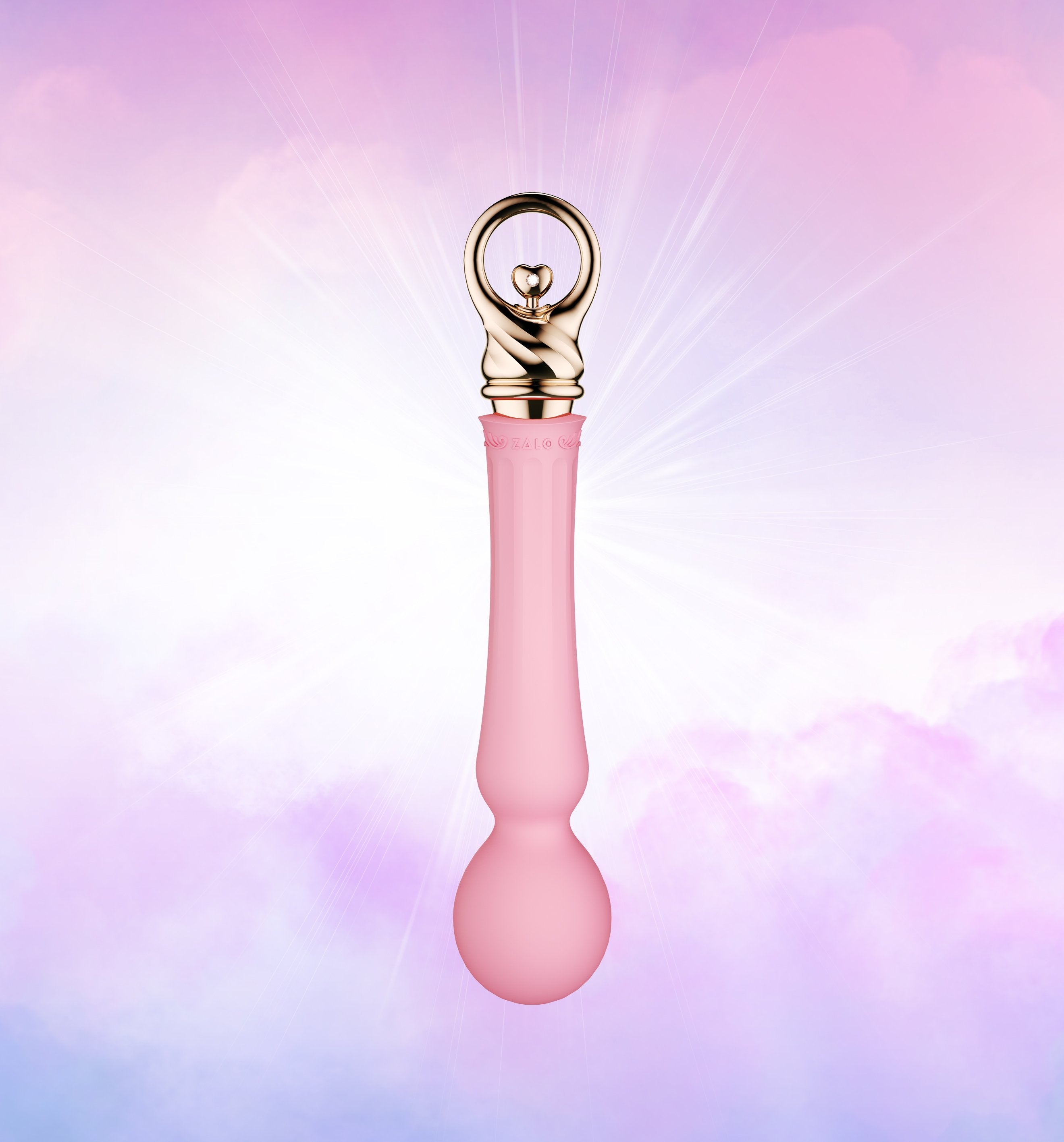 ZALO Confidence Pre-Heating Rechargeable Wand Massager Fairy Pink on a dreamy, fantasy-inspired background.