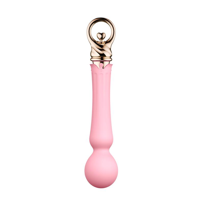 ZALO Confidence Pre-Heating Rechargeable Wand Massager in Fairy Pink with flexible head designed for intimate stimulation.