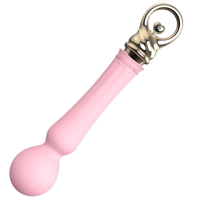 ZALO Confidence Pre-Heating Rechargeable Wand Massager in Fairy Pink with flexible head design and fantasy-inspired details.