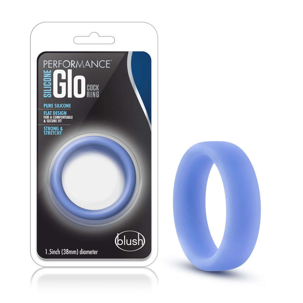 Performance - Silicone Glo Cock Ring - Blue Glow-1