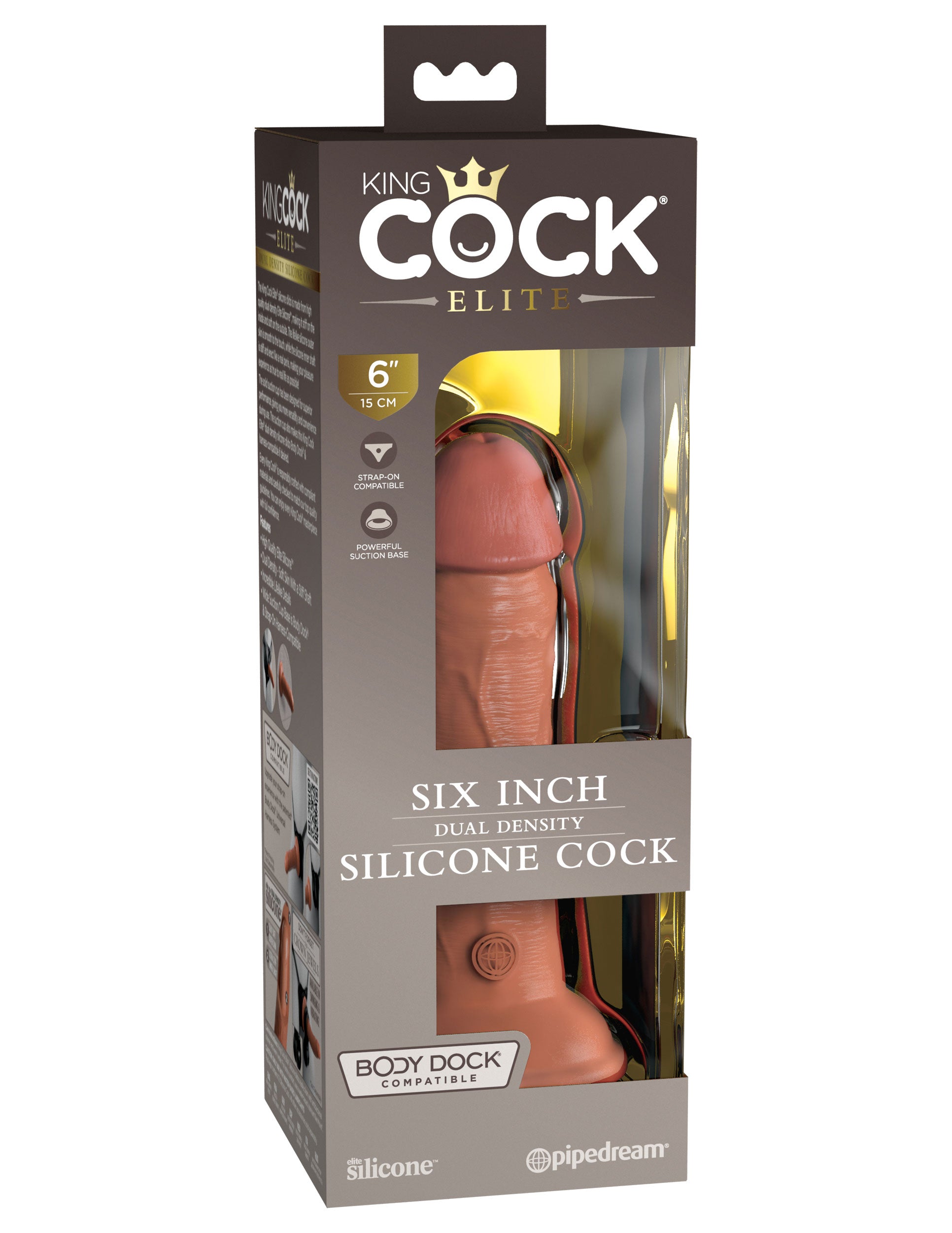 King Cock Elite 6 Inch Silicone Dual Density Cock  - Tan