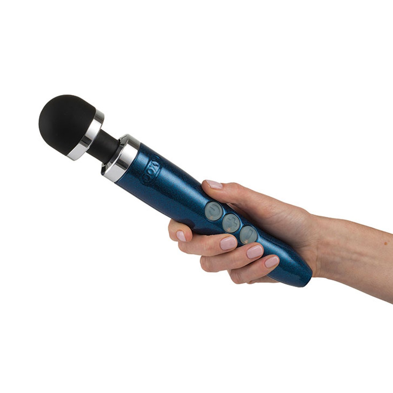 Doxy Die Cast 3R Blue Flame Rechargeable Vibrating Wand Massager with Screw-On Head