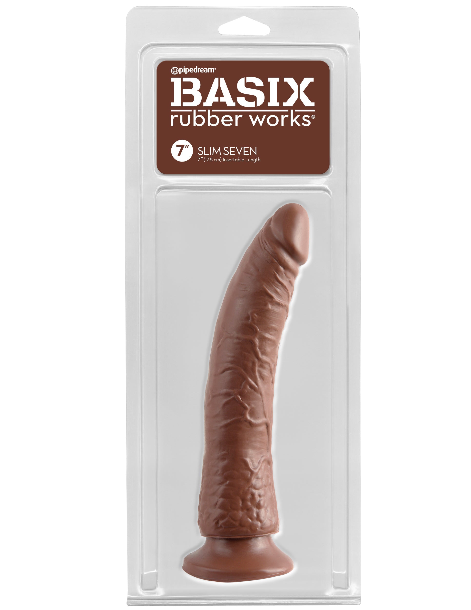 Basix Rubber Works - Slim 7 Inch With Suction Cup - Brown-1