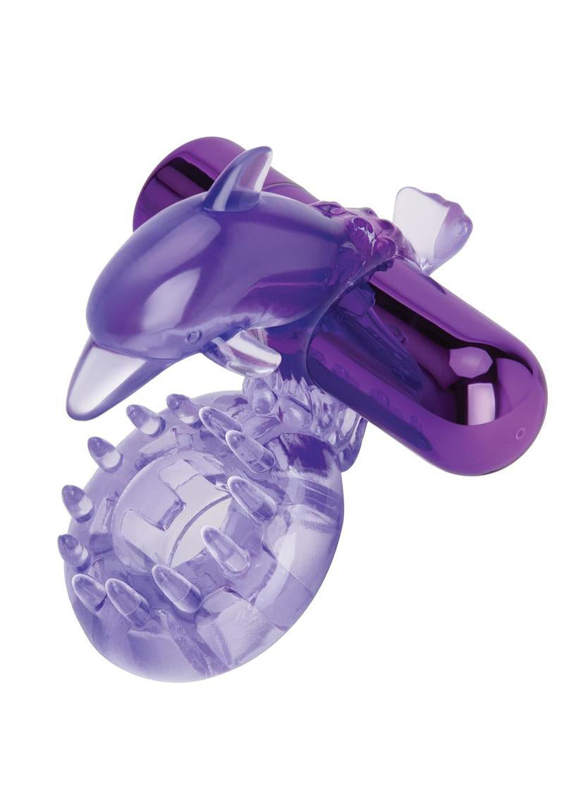 Bodywand Rechargeable Dolphin Ring With Ticklers - Purple-2