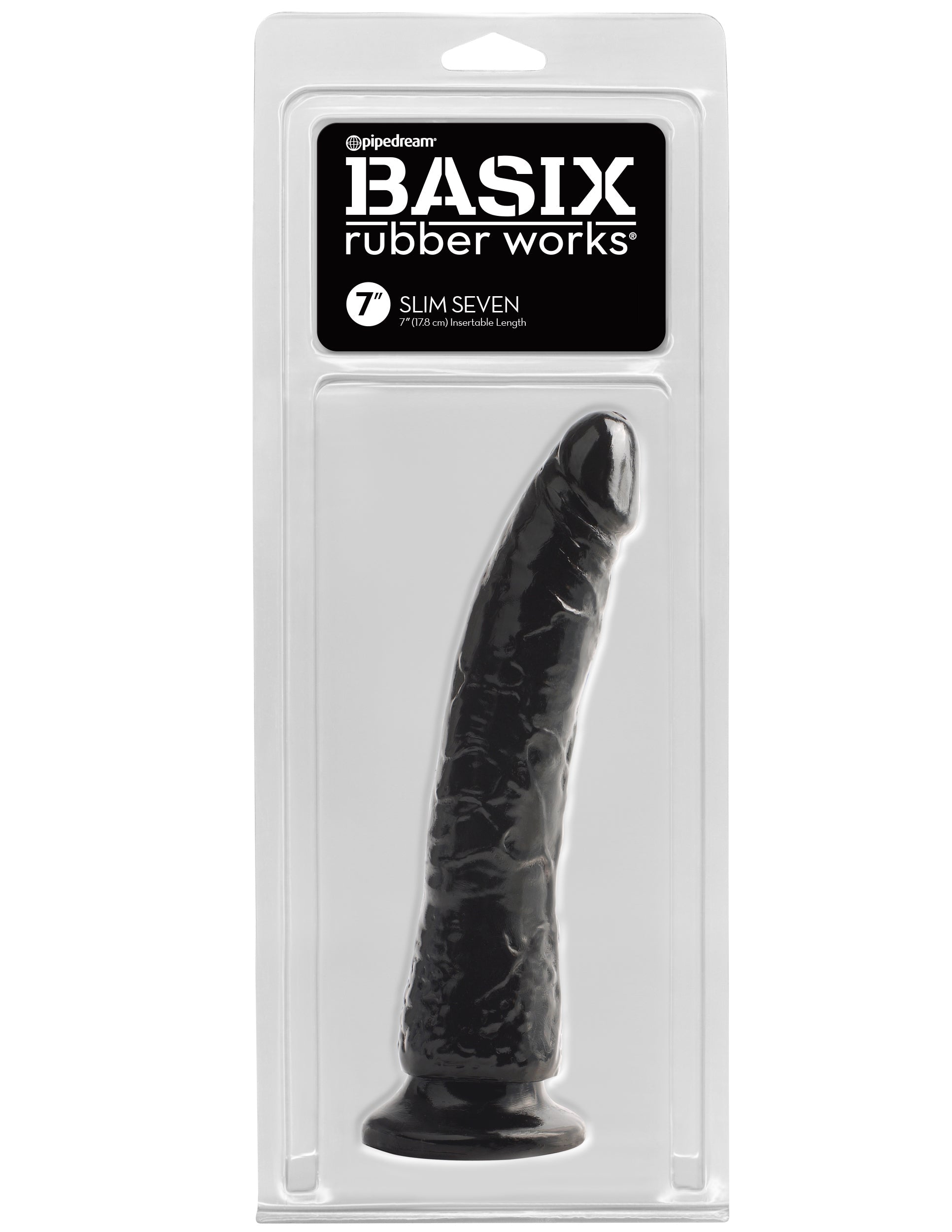 Basix Rubber Works - Slim 7 Inch With Suction Cup - Black-1