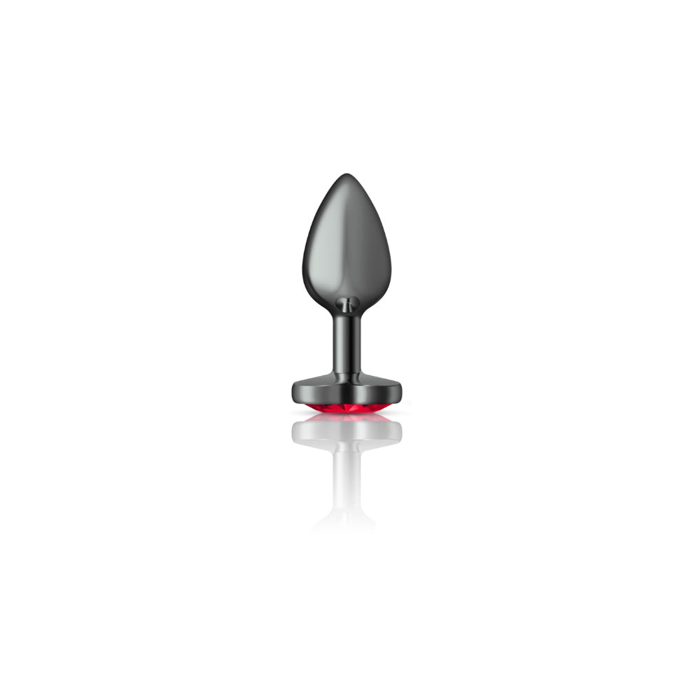 Cheeky Charms-Gunmetal Metal Butt Plug- Heart-Dark Red-Small-3