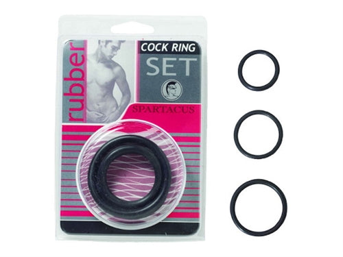 Rubber Cock Ring Set - Black