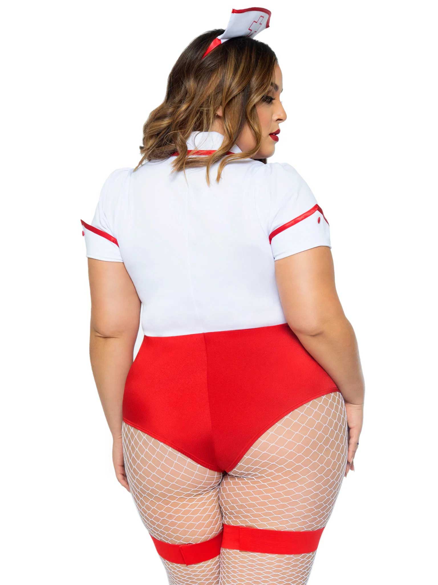 Plus Nurse Feelgood Sexy Costume - 3x/4x - White / Red-1