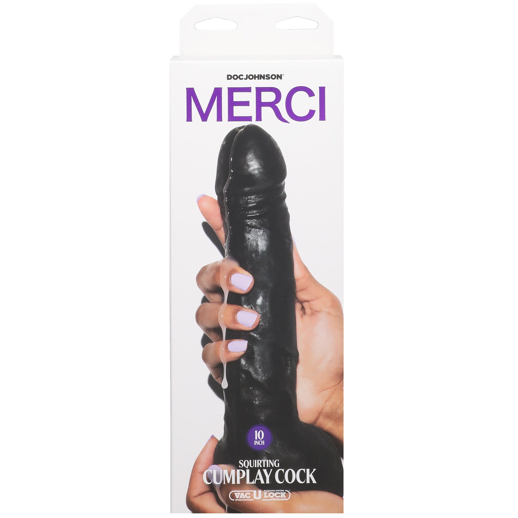 Merci - 10 Inch Dual Density Squirting Cumplay  Cock With Removable Vac-U-Lock Suction Cup -  Black-2