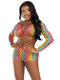 3 Pc Net Bra Top With Shrug and Boy Shorts - One  Size - Multicolor-1