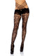 Vine Lace Strappy Wrap Around Crotchless Tights - One Size - Black