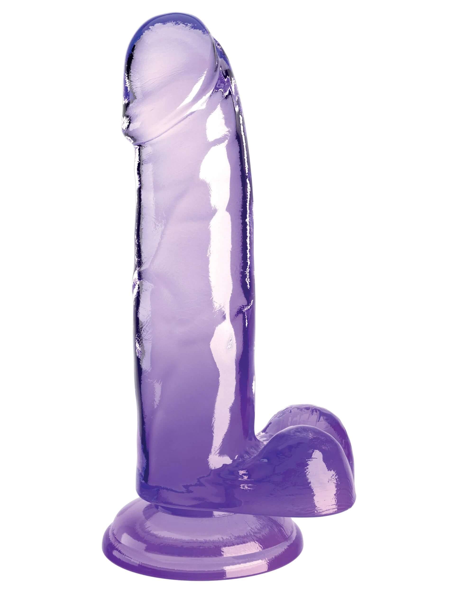 King Cock Clear 7 Inch With Balls - Purple-1