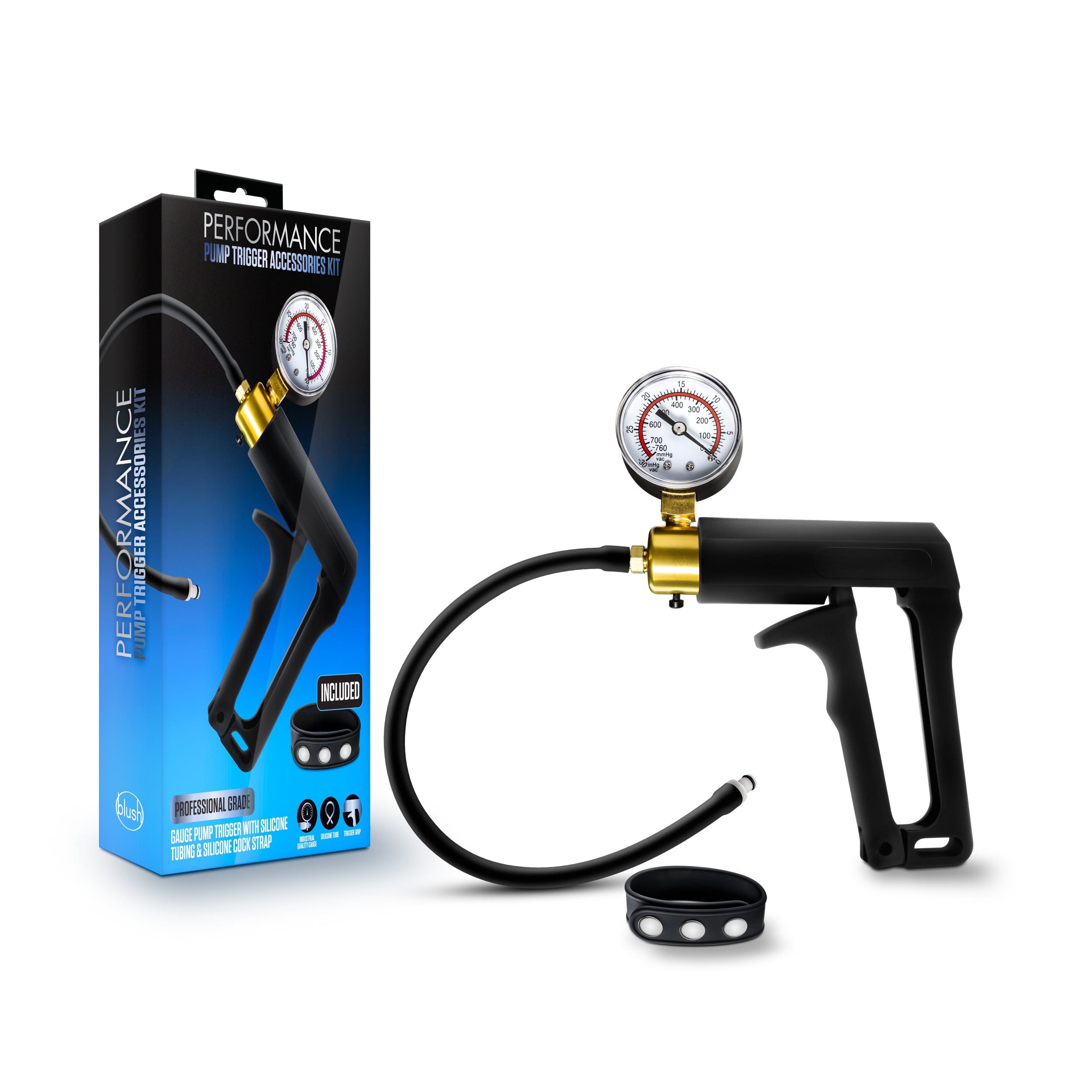 Performance - Gauge Pump Trigger With Silicone  Tubing and Silicone Cock Strap - Black