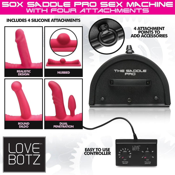 Love Botz 50x Saddle Pro Sex Machine With 4  Attachments-0