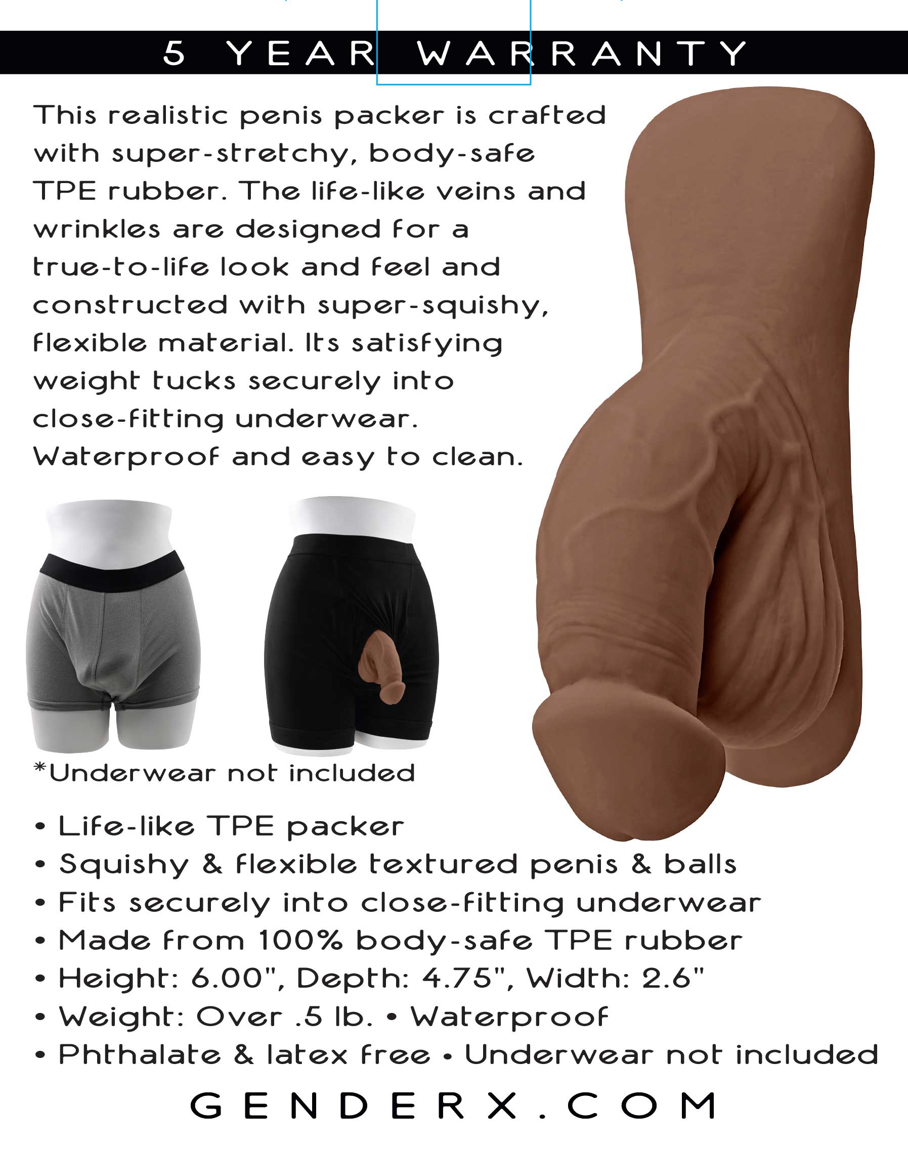 Enhance Your Confidence with the Realistic 4 Inch Packer - Dark