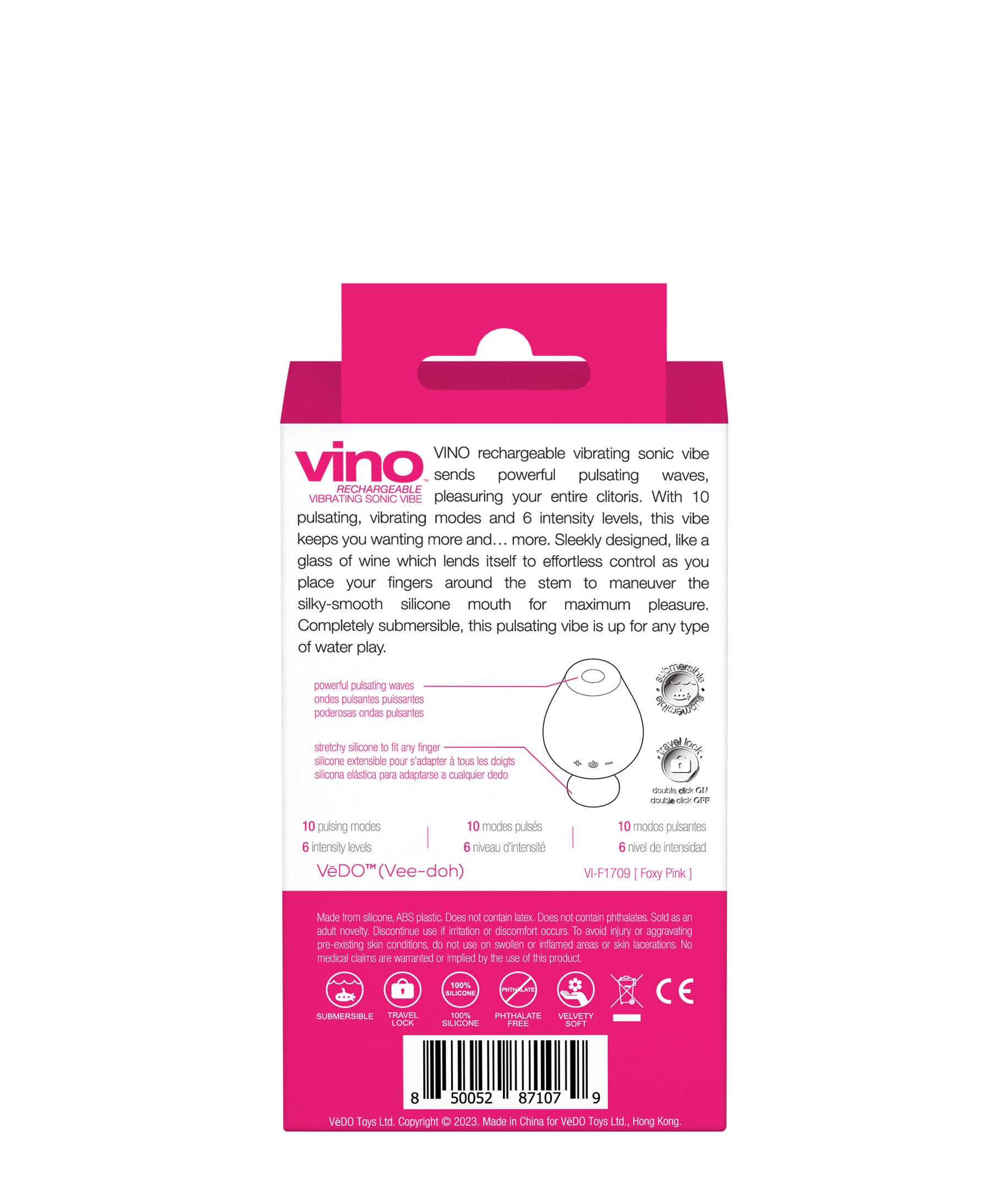 Vino Rechargeable Vibrating Sonic Vibe - Pink-0