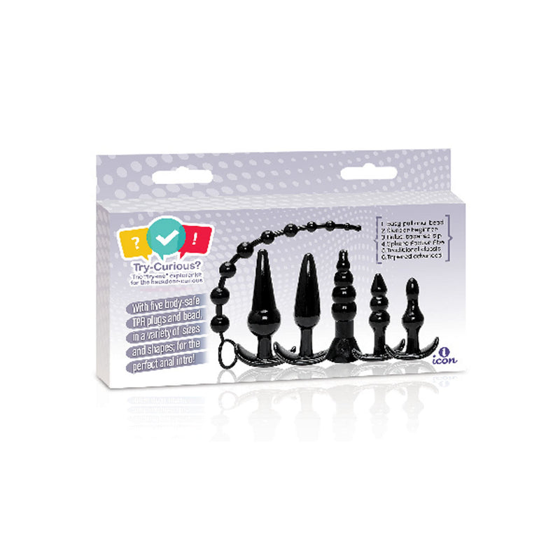 The 9's Try-Curious Anal Plug Kit - Black-1