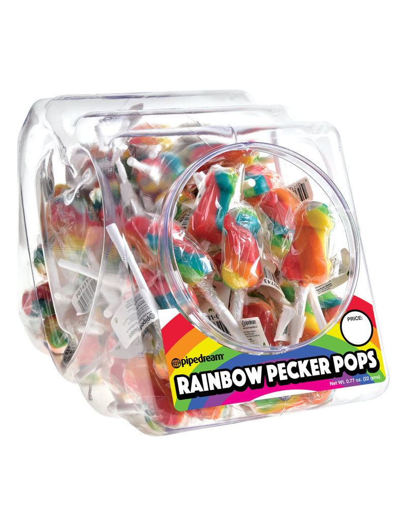 Rainbow Pecker Pops - 72 Count Fishbowl: Taste the Rainbow of Fun!