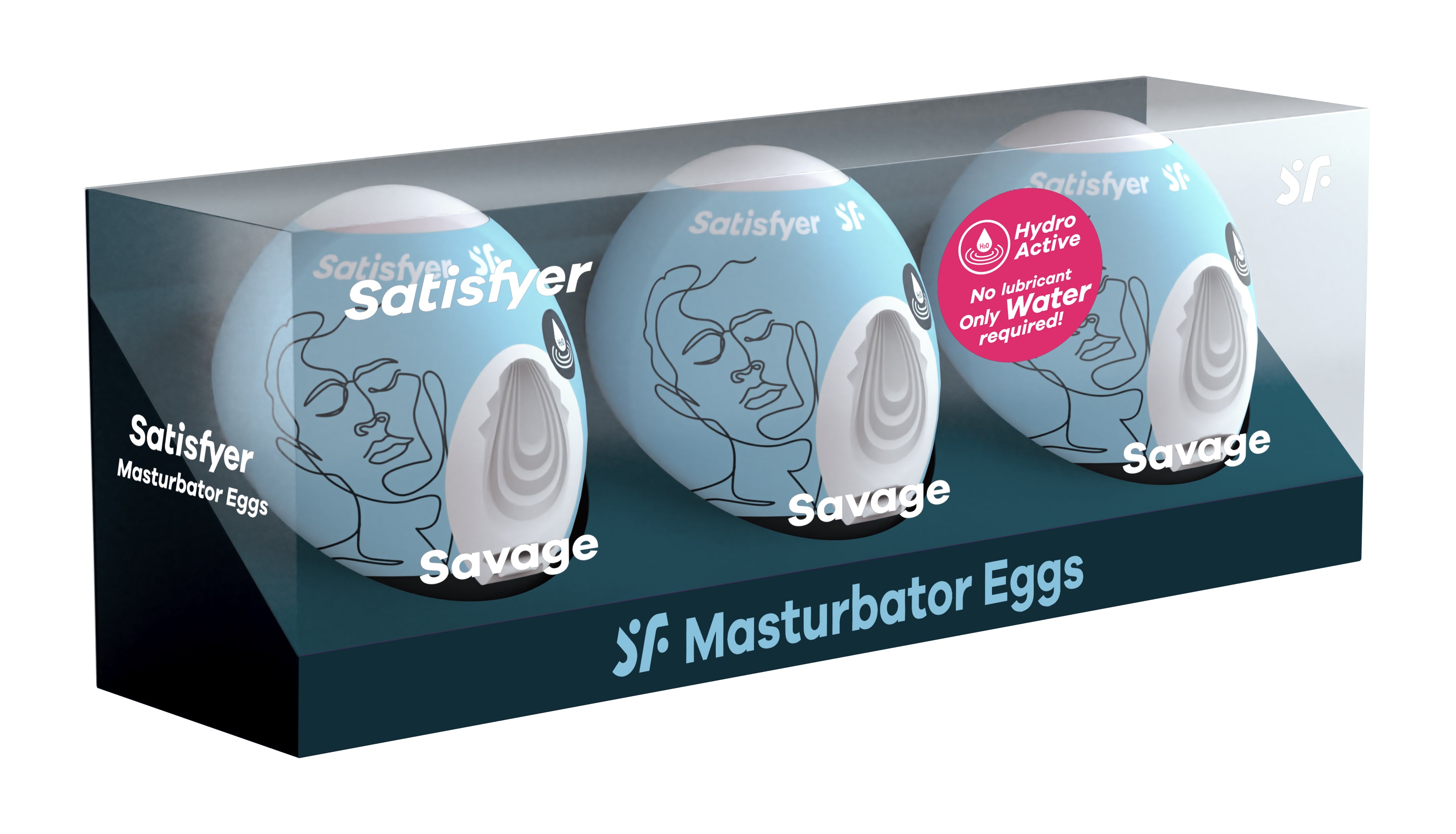 3 Pc Set Masturbator Egg - Savage - Blue-0