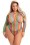 More Color Long Sleeve Bodysuit - Queen Size - Rainbow-1