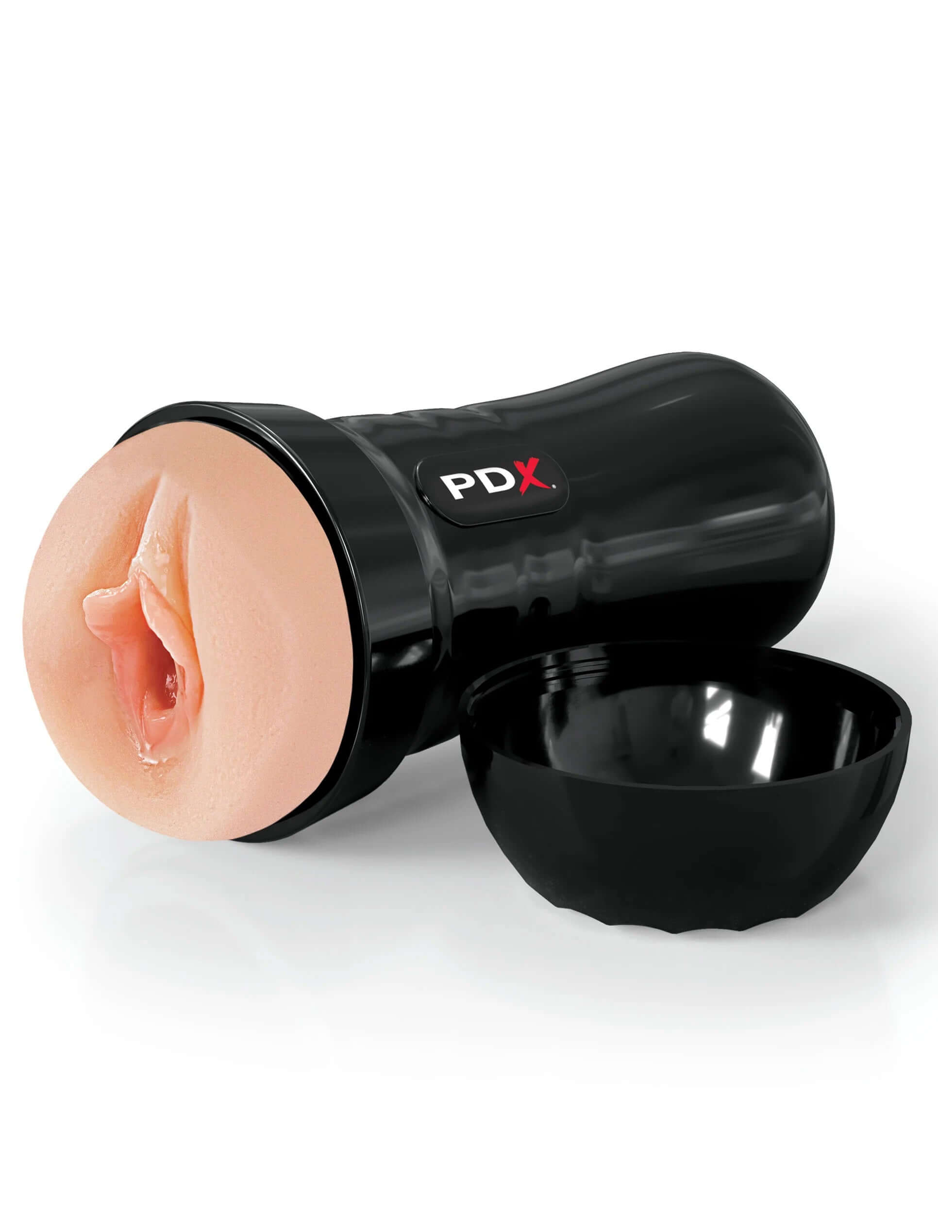 Wet Pussies Super Juicy Snatch Self-Lubricating Stroker in black casing with realistic design for a pleasurable experience.