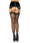 Sheer Lace Top Stockings With Rhinestone Backseam and Mini Bow Accent - One Size - Black-0