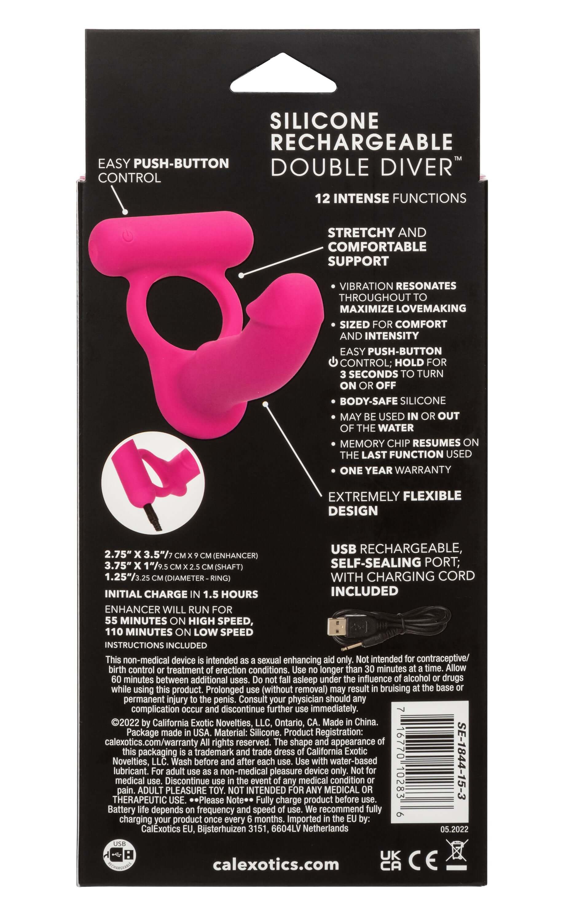 Silicone Rechargeable Double Diver - Pink