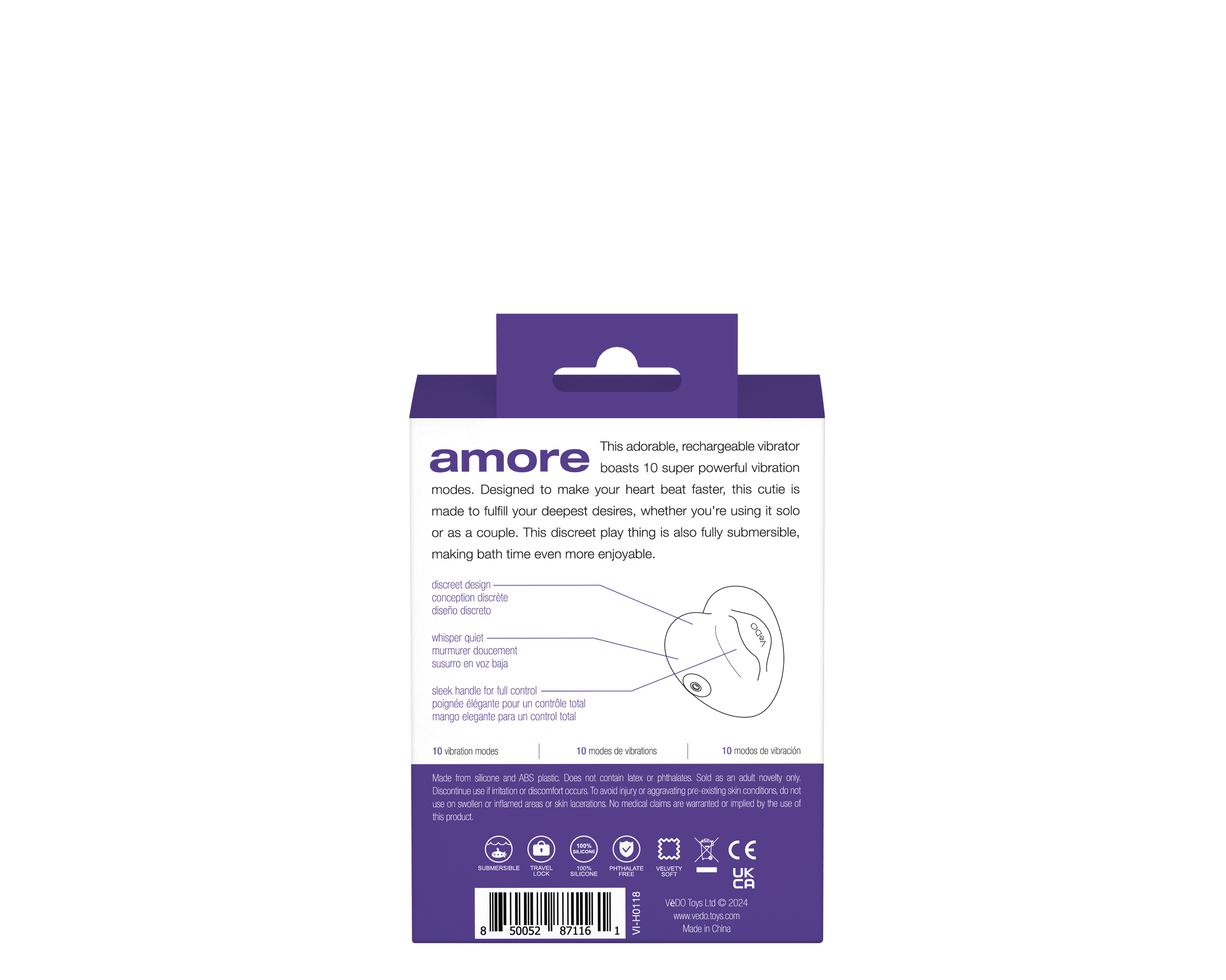 Amore Rechargeable Pleasure Vibe - Purple-1