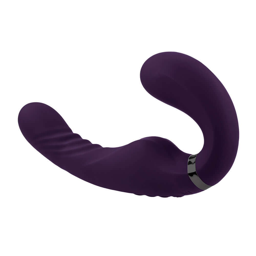 Share the Love Purple Massager with inflatable balloon-like shaft and curved textured design for versatile use and powerful sensations.
