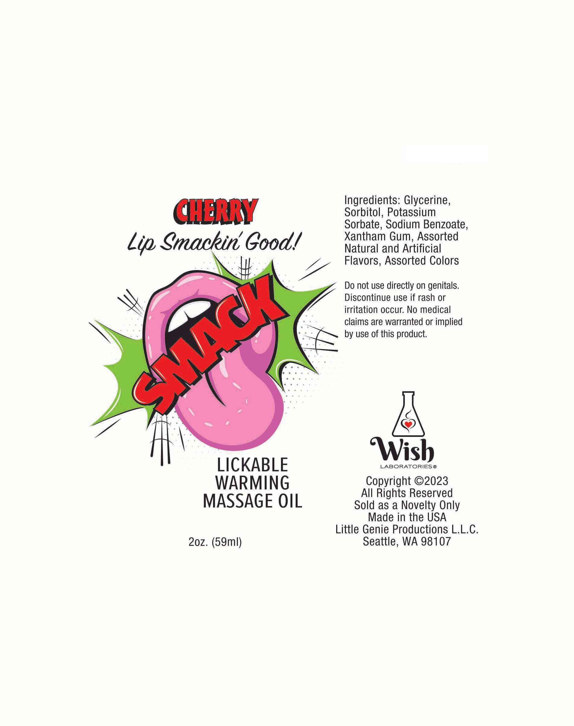 Smack Warming and Lickable Massage Oil - Cherry 2  Oz-0