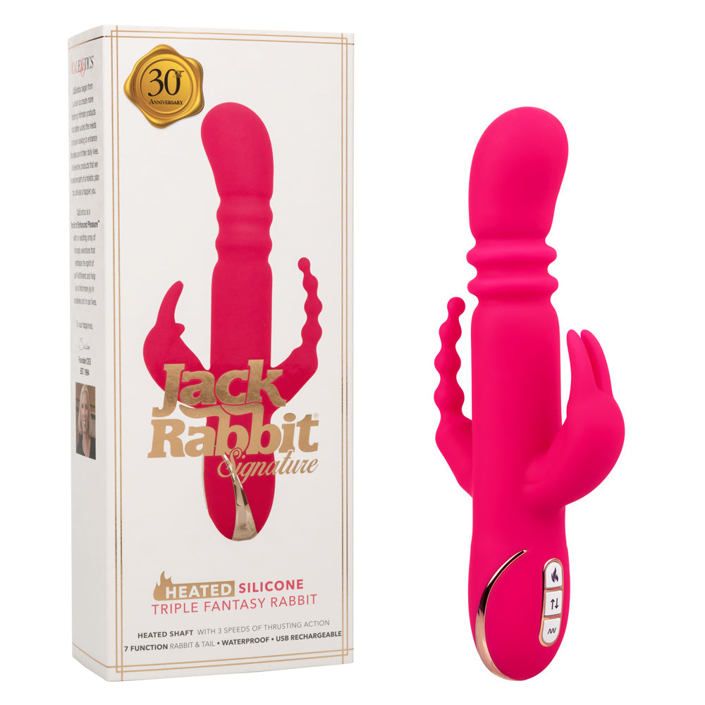 Jack Rabbit Signature Heated Silicone Triple  Fantasy Rabbit - Pink-0