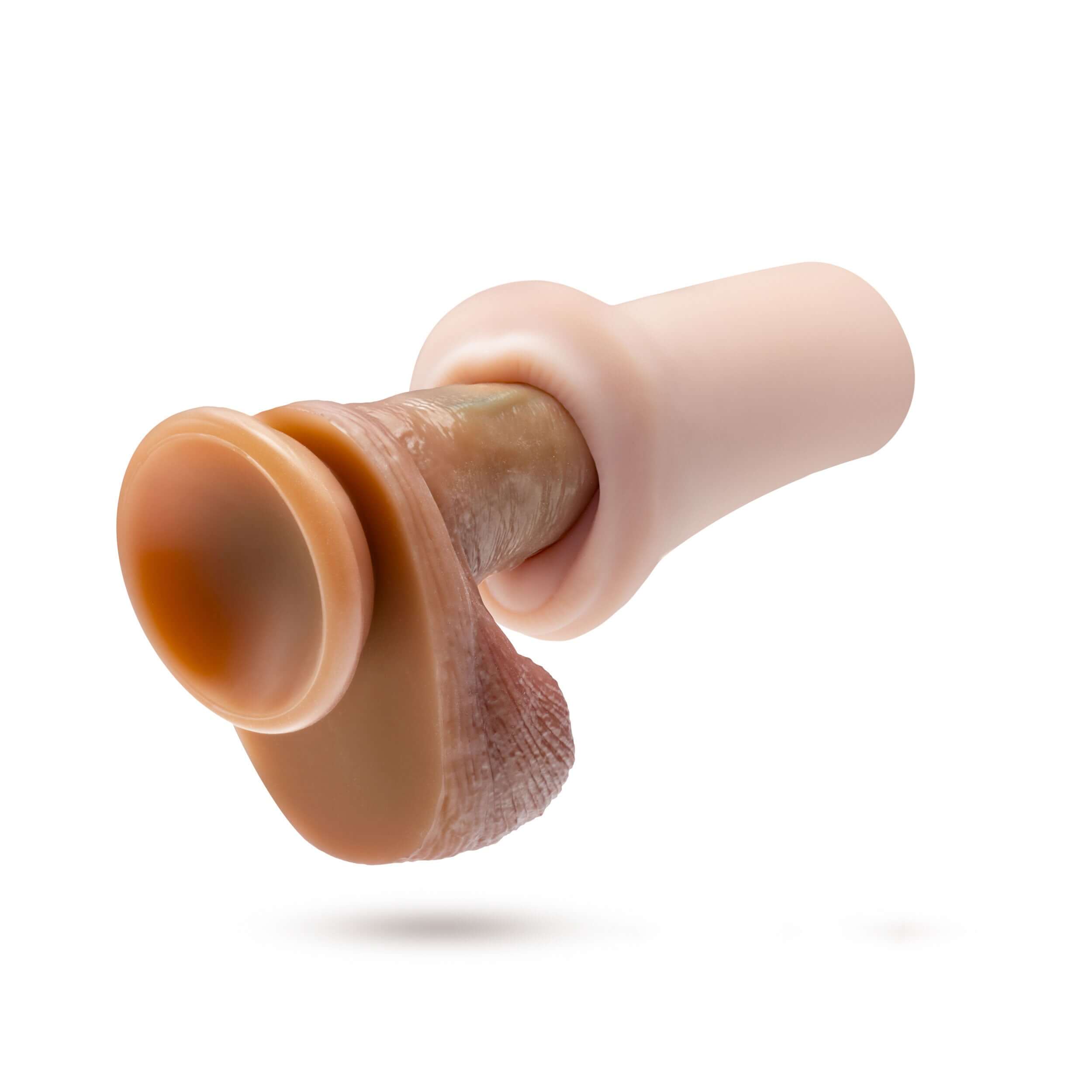 Enlust Candi male stroker in beige, featuring snug ribbed interior for enhanced stimulation and soft X5 Plus material.