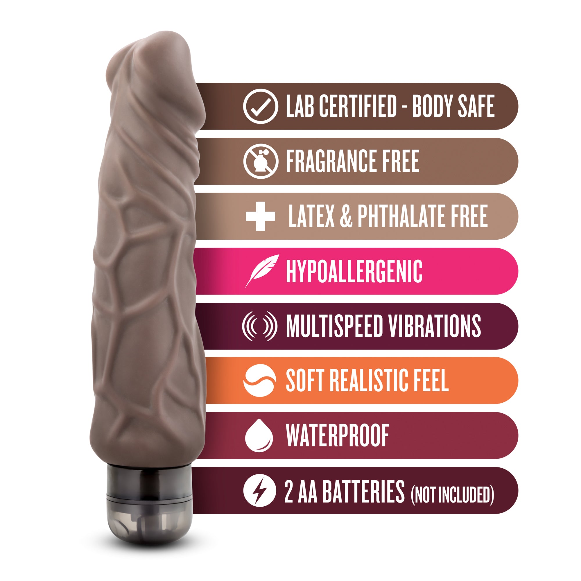 X5 Hard on Vibrating 9 Inch Dildo - Brown