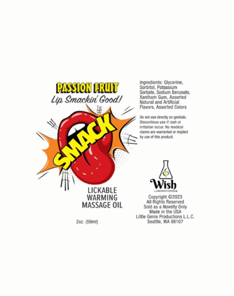 Smack Warming and Lickable Massage Oil - Passion Fruit 2 Oz-0