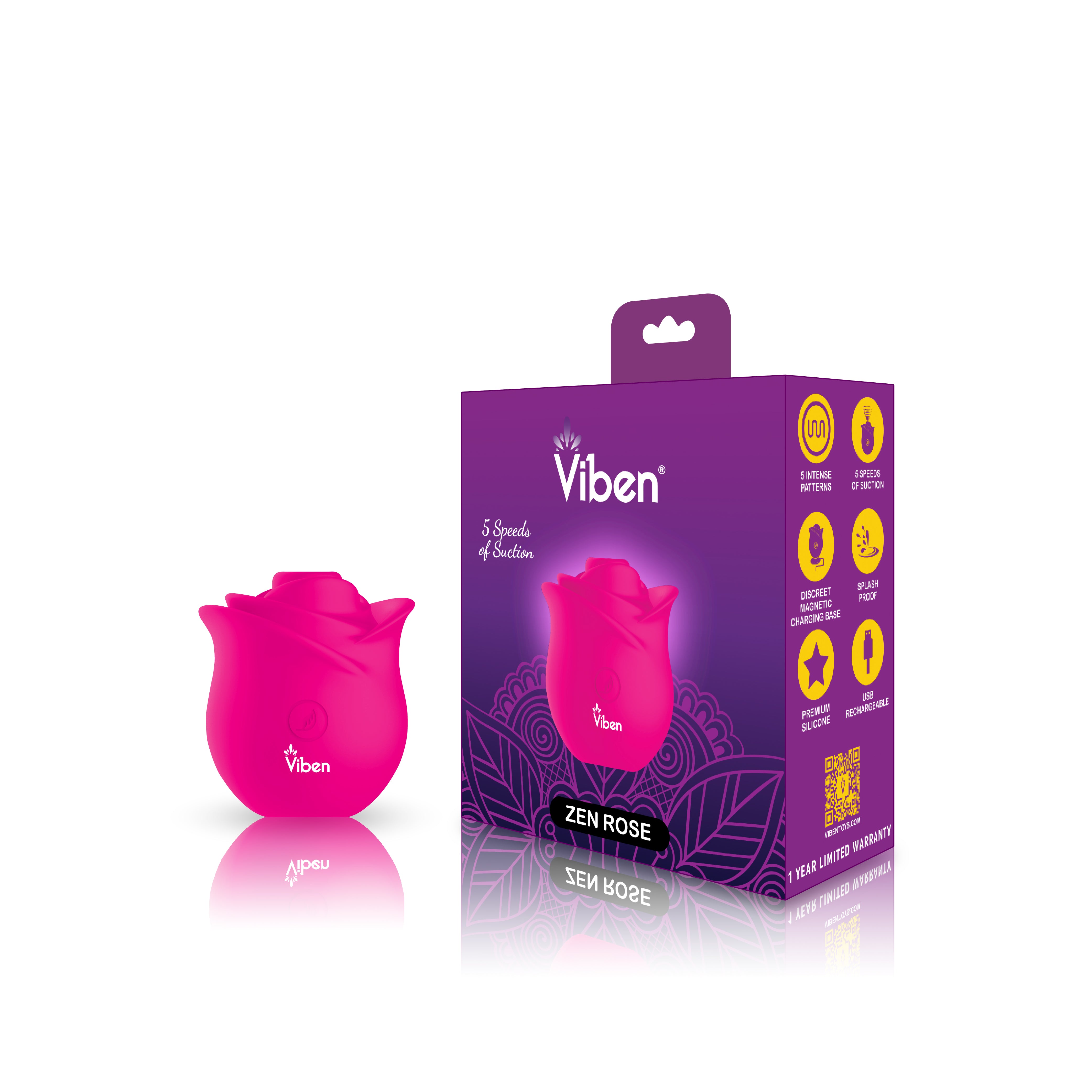 Zen Rose - Hot Pink - Handheld Rose Clitoral and Nipple Stimulator - Presale Only-5