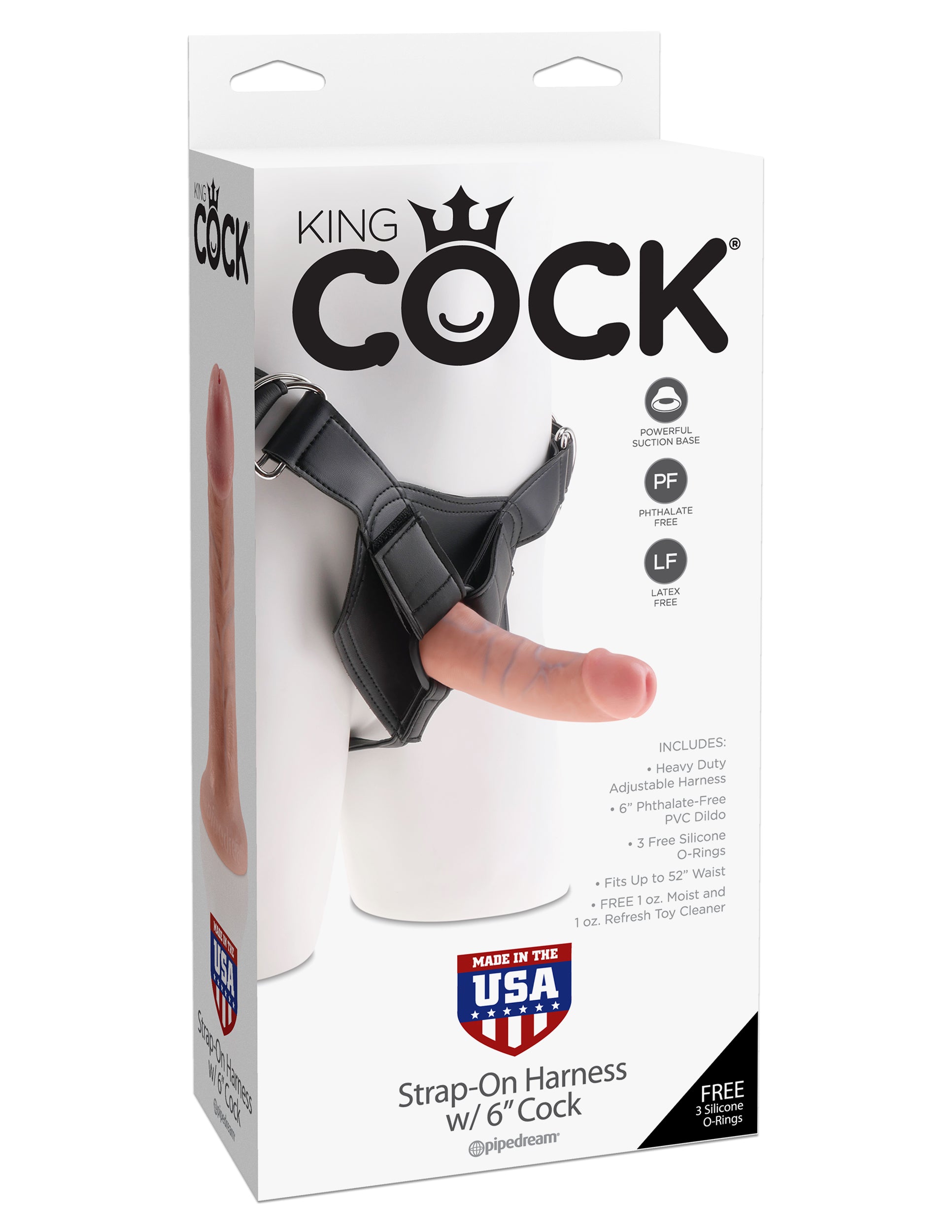 King Cock Strap on Harness With 6 Inch Cock - Light